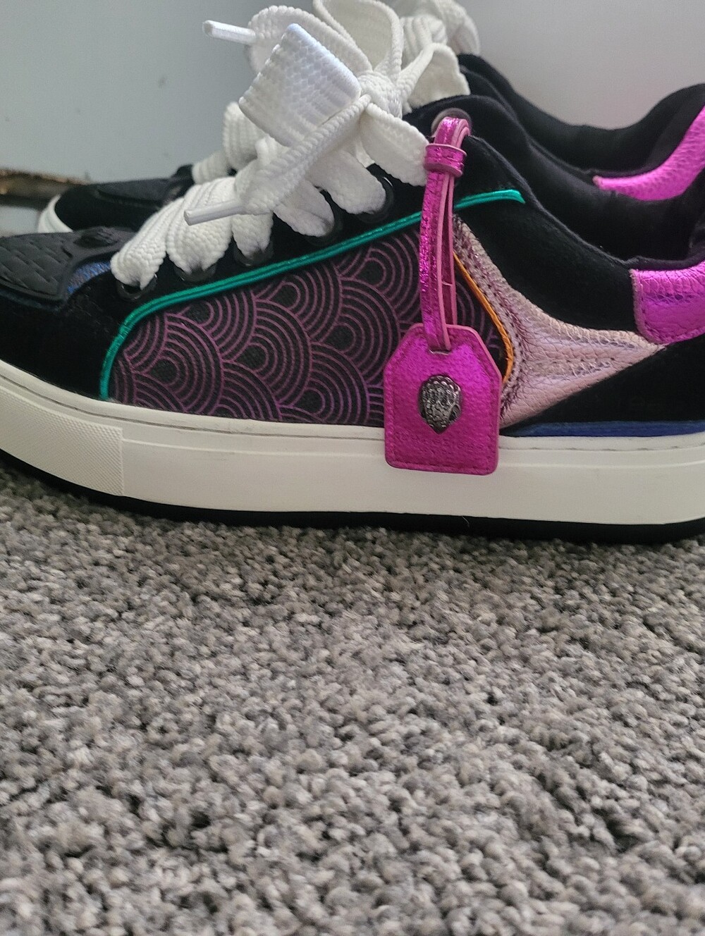 Kurt Geiger White Platform Heel with Blue and Purple Accents - Picture 6 of 7